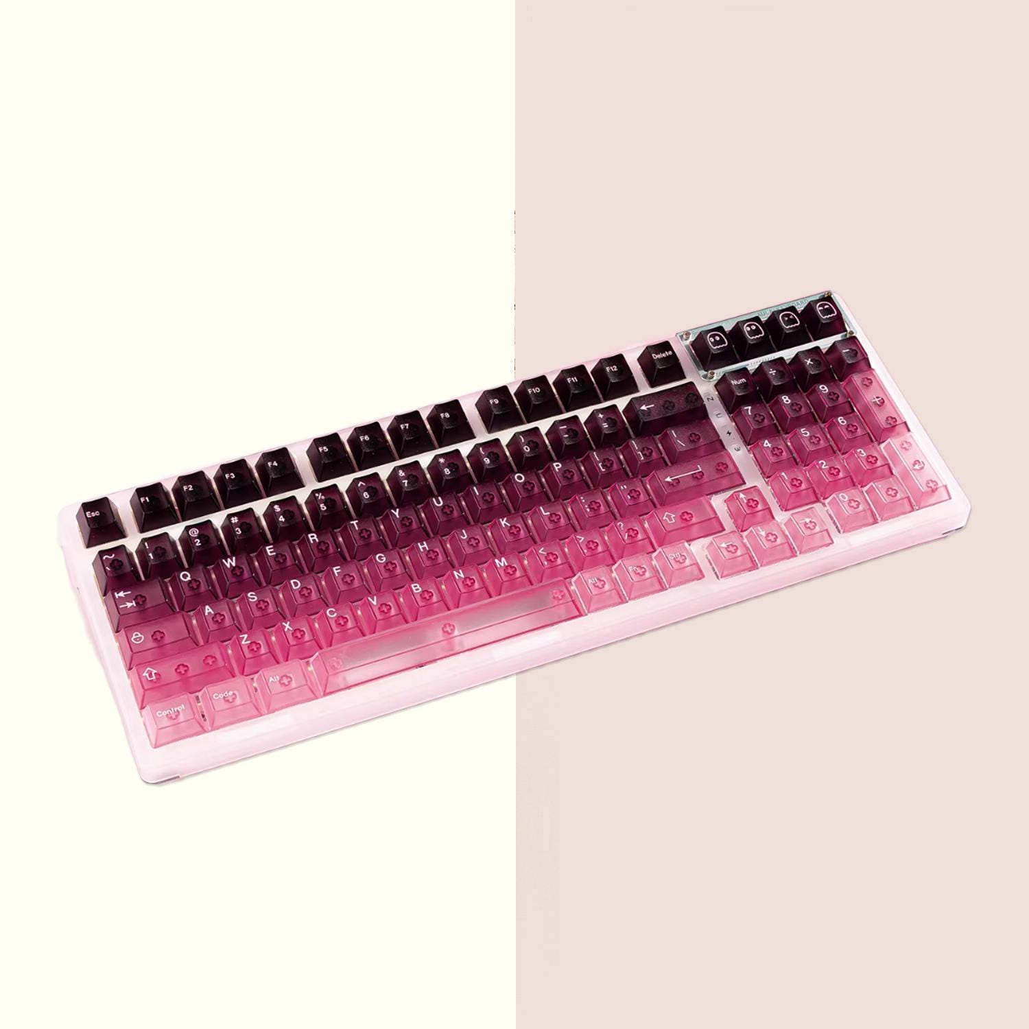 Transparent Red Gradient Keycaps Transparent Keycap Set, Gradient Pink Backlit Keycaps, 124 Keys Keycap ...