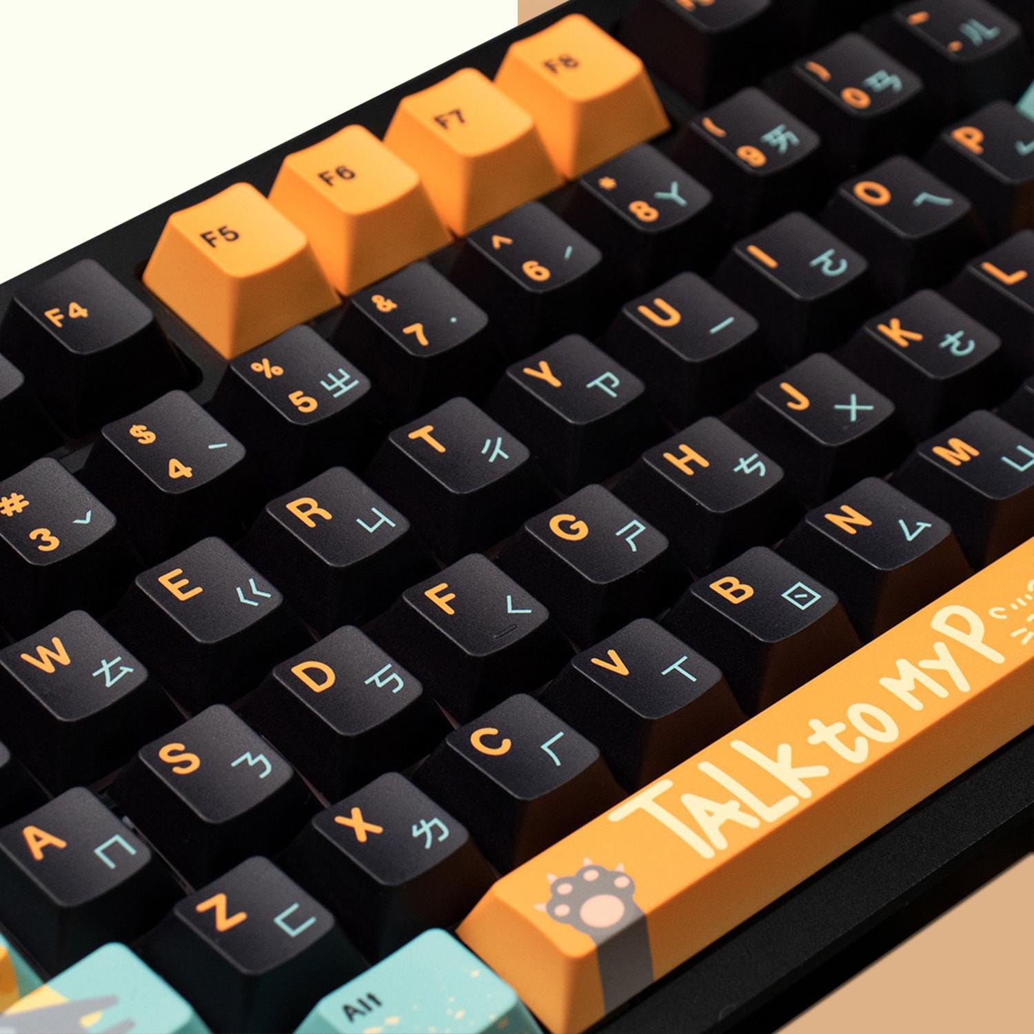 Funny Cat Keycap Set, Japanese Black Keycaps Set, Mechanical Keyboard ...