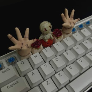Halloween Handmade Gamer Keycaps, Gothic Embalmed Body Keycaps, Mechanical Keyboards Keycaps, Custom Rose Keycaps, Halloween Gift For Friend
