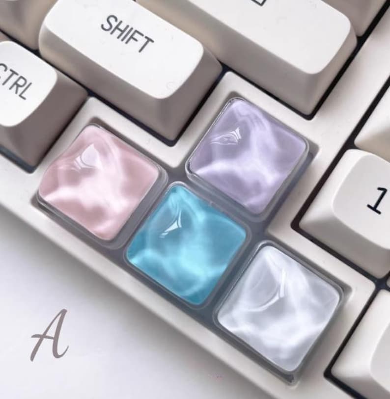 Custom Color Keycaps 4 Colors Wave Resin Keycaps, Jelly Translucent Single Keycap, Custom ...