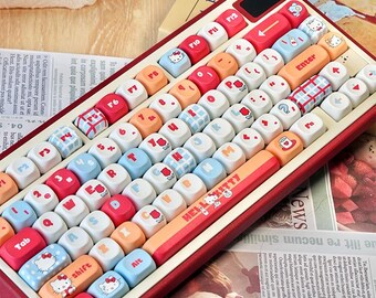 Hello Kitty MOA Keycap Set, Mechanical Keyboard Artisan Keycaps Anime Gifts, Cute Keycaps For Gamers, MOA 125 Artisan Keycap