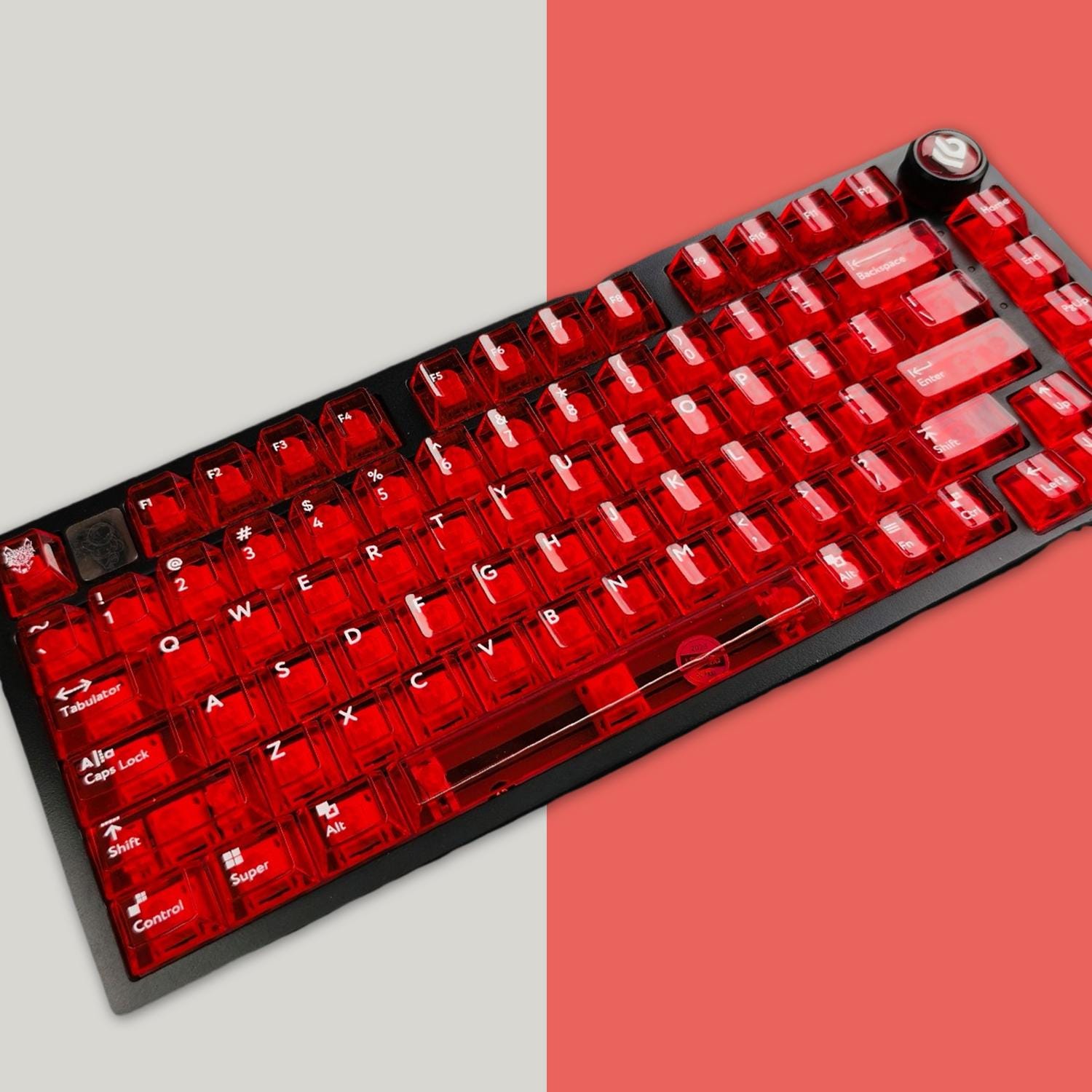 Transparent Red Gradient Keycaps Red Full Transparent Keycaps Set, Ice Crystal Transparent Keycaps Set ...