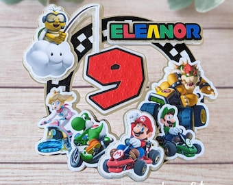 Mario Kart cake topper / Cupcake topper / Centerpieces / Personalized