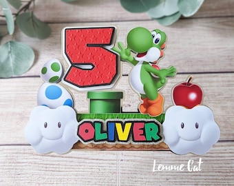 3D (Handmade) Yoshi Cake topper + 2 Mini / Personalized