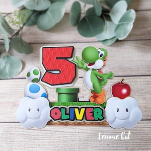 3D (Handmade) Yoshi Cake topper + 2 Mini / Personalized