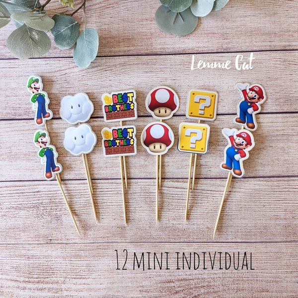 Mario Brothers Cupcake Topper / 12 Stück