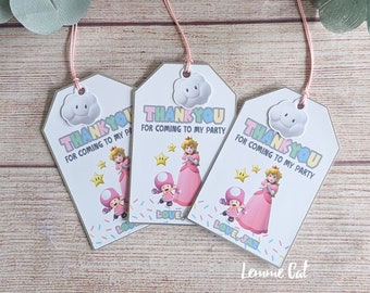 Princess Peach / Favor Tags / Thank you Stickers / Personalized