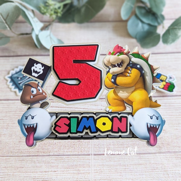 3D (Handmade) Bowser Cake topper + 2 Mini / Personalized