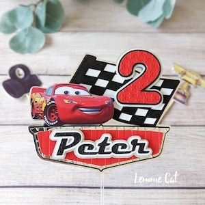 3D (Handmade) Red Cars Cake topper and 2pcs Mini topper / Cupcake topper / Personalize