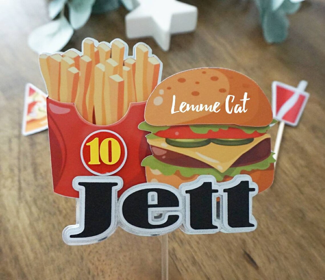 Food Case Topper 3D (handmade) Fast Food Cake Topper and 2pcs Mini Topper / Cupcake ...