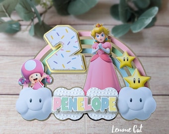 Princess Peach Cake topper and 2 Mini / Centerpieces / Personalized
