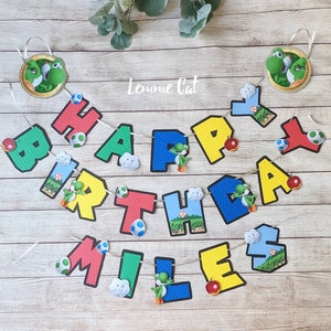 3D (Handmade) Yoshi Birthday Banner / Personalized