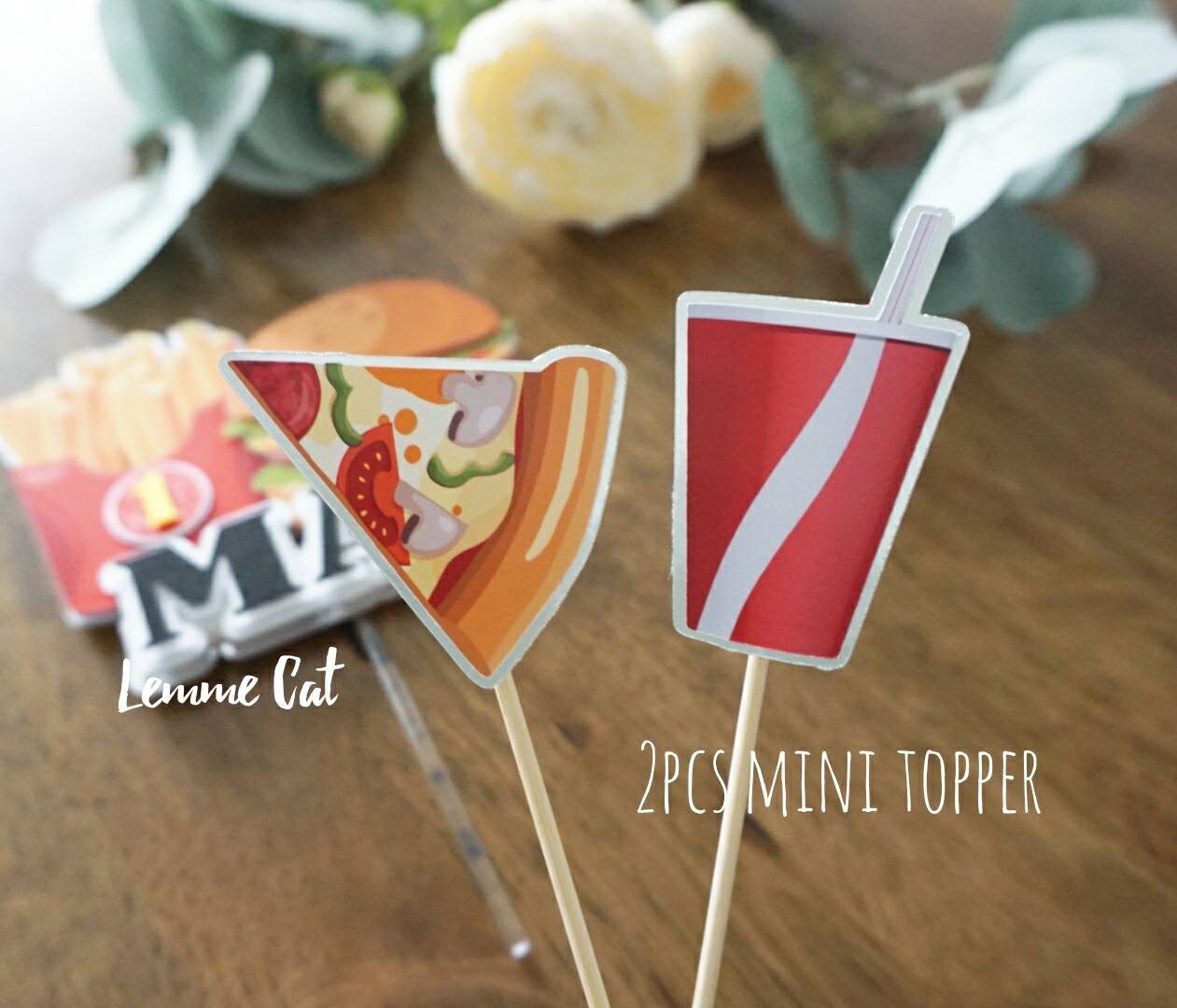 Food Case Topper 3D (handmade) Fast Food Cake Topper and 2pcs Mini Topper / Cupcake ...