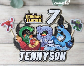 Personalized Little Hero GJZ Birthday Cake Topper - Custom Age & Name Party Decoration