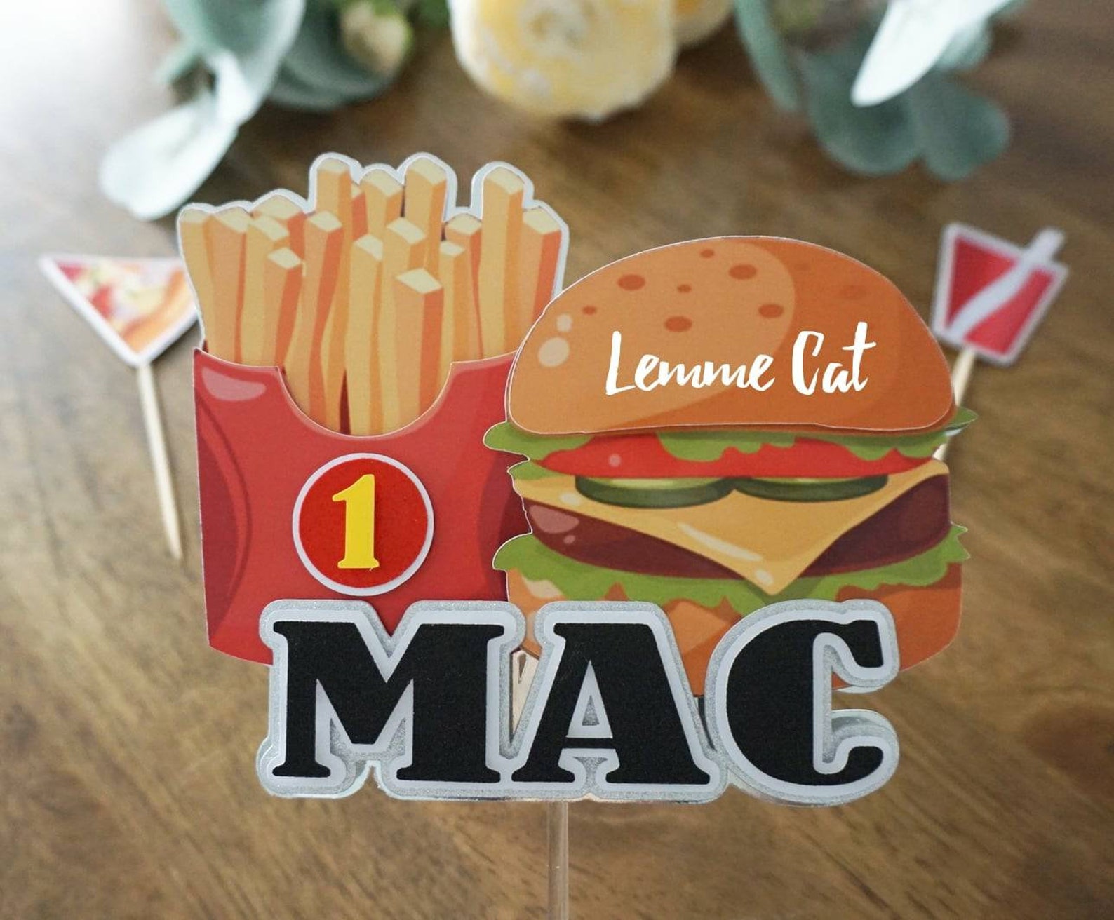 Food Case Topper 3D (handmade) Fast Food Cake Topper and 2pcs Mini Topper / Cupcake ...