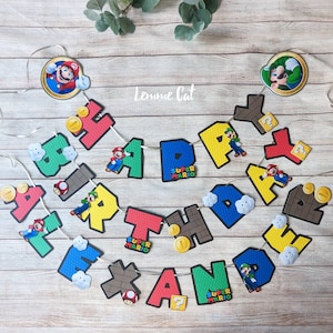 3D (Handmade) Mario Brothers Birthday Banner / Personalized