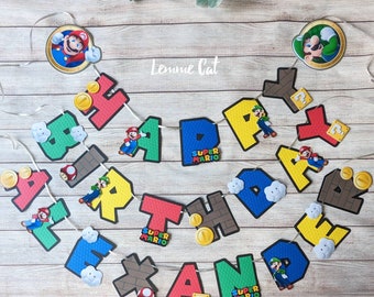 3D (Handmade) Mario Brothers Birthday Banner / Personalized