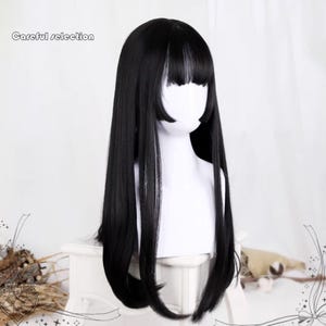 23,6-Zoll-natürliche schwarze Lolita Prinzessin geschnitten lange Haare-Perücke-volle Kopfbedeckung-Lolita Perücke-anime Süß-Cosplay Perücke-Mode