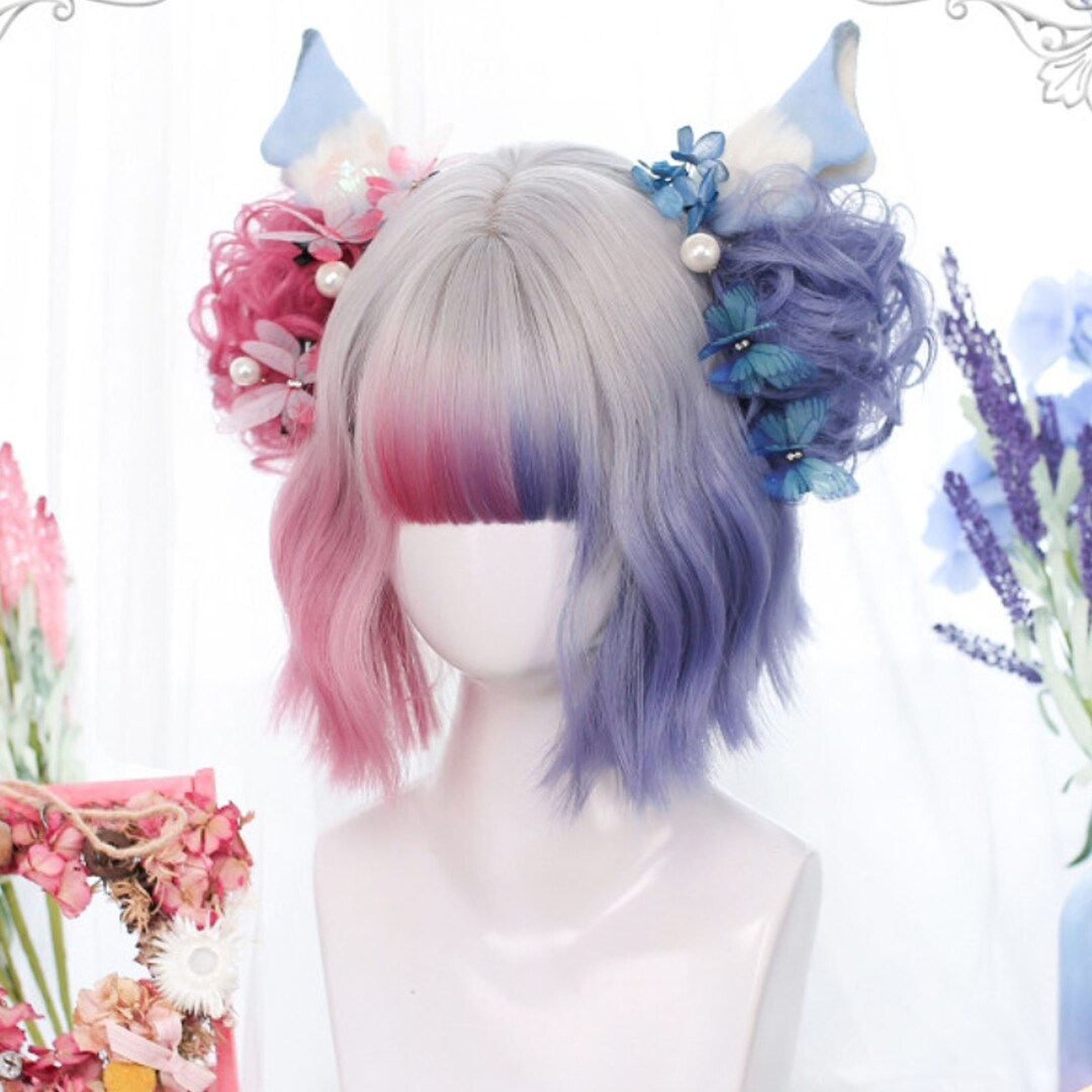 10.6 Inch Girl Color Matching Hair Tail Gradual Short Hairlolita Curly