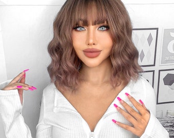 14-inch fashionable thin rattan color dyed black wig on top of the head-customized wig-Lolita wig-cosplay wig-simple-anime-fashion wig