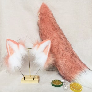 22 inch cute pink wolf tail wolf ears-beast ears-cat ears-headband ears-cosplay ears-Lolita-fox ears-Halloween-gift