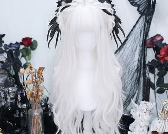 27.2 inches Lolita moonlight white natural long hair-custom wig-lolita wig-cosplay wig-simple-anime-festival wig