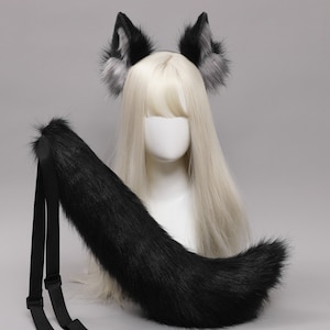 25.5 Inch Lolita Wolf Tail and Wolf Ears-Wolf Ears Headband-Animal Ears-Cat Ears-Wolf Ears-cosplay Ear Tails-lolita Fox Ears-Halloween Gift