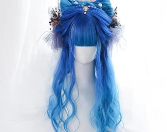 blue wig etsy