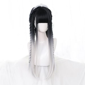 23.6 inch black and white gradient color women's wig - wig - lolita wig - anime cute - cosplay wig - fashion wig