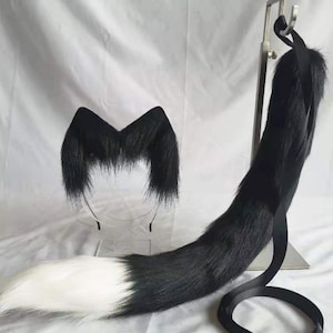 22.5 inch black cat ears black cat tail kitten ears tail animal ears wolf ears cosplay ears Lolita fox ears Halloween gift