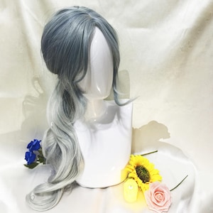 23.6 inch Lolita blue gray gradient natural big wave long hair-wig-custom wig-lolita wig-role play wig-festival wig