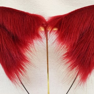 Red wine color cat ears kitten ears beast ears headband ears wolf ears cosplay ears kawaii fox ears Halloween gifts