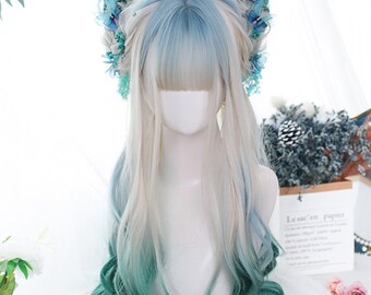 1 PCS Pink//Purple LACGO Curly Multi-Color Cosplay Wig// Lolita Long Curly Cosplay Wig// Heat Resistant Spiral Costume Wigs// Anime Fashion Wavy Curly Cosplay Party 32 80cm