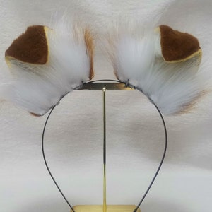 Yellowbrown-white color matching folding ears-animal ears-cat ears-wolf ears cosplay ears Lolita fox ears-Halloween gift