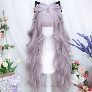 27.5 inches Lolita light purple long curly hair-wig-customized wig-Lolita wig-cosplay wig-festival wig