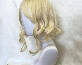 13.8 inch Lolita cream blonde natural short curly hair-wig-custom wig-lolita wig-role play wig-festival wig