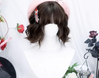 11 inch Lolita Japanese irregular curly brown natural short curly hair-wig-custom wig-lolita wig-role play wig-festival wig