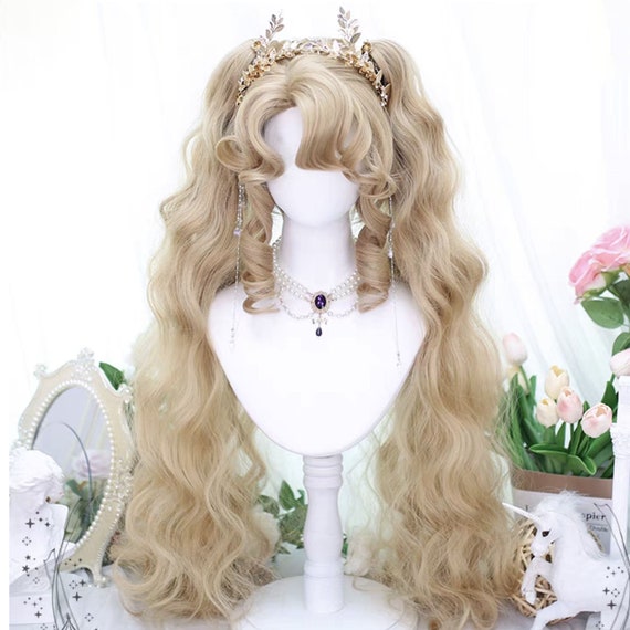 Lolita extra long oil painting style tiger mouth clip double ponytail wig-wig-customized wig-Lolita wig-cosplay wig-festival wig