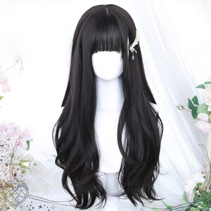 Black Wig With Bangs Silky Long Straight Hair Party Wig Cosplay Gothic Wig Drag Queen Wig Her Wig Closet Maeve Etsy UK