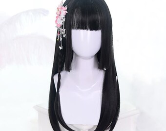 black wig etsy
