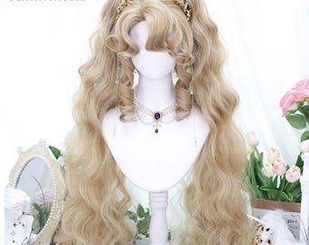 Lolita extra long oil painting style tiger mouth clip double ponytail wig-wig-customized wig-Lolita wig-cosplay wig-festival wig
