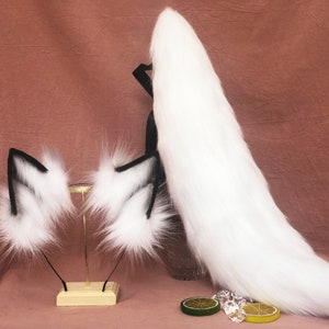 22 inch white wolf ears wolf tail COSPLAY cat ears fox ears gift Lolita wolf ears