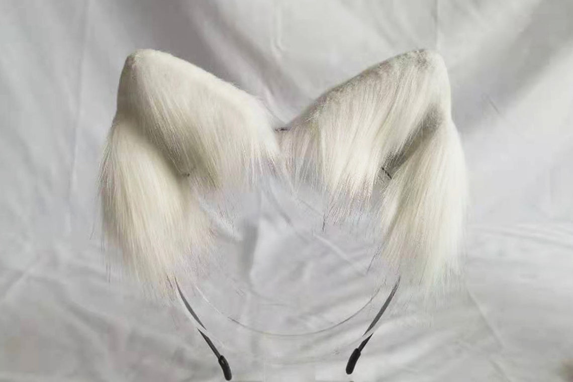 22.5 Inch White Cat Ears White Cat Tail Kitten Ears Tail Beast - Etsy