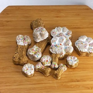Peanut Butter Dog Treats; Paw & Bone shaped