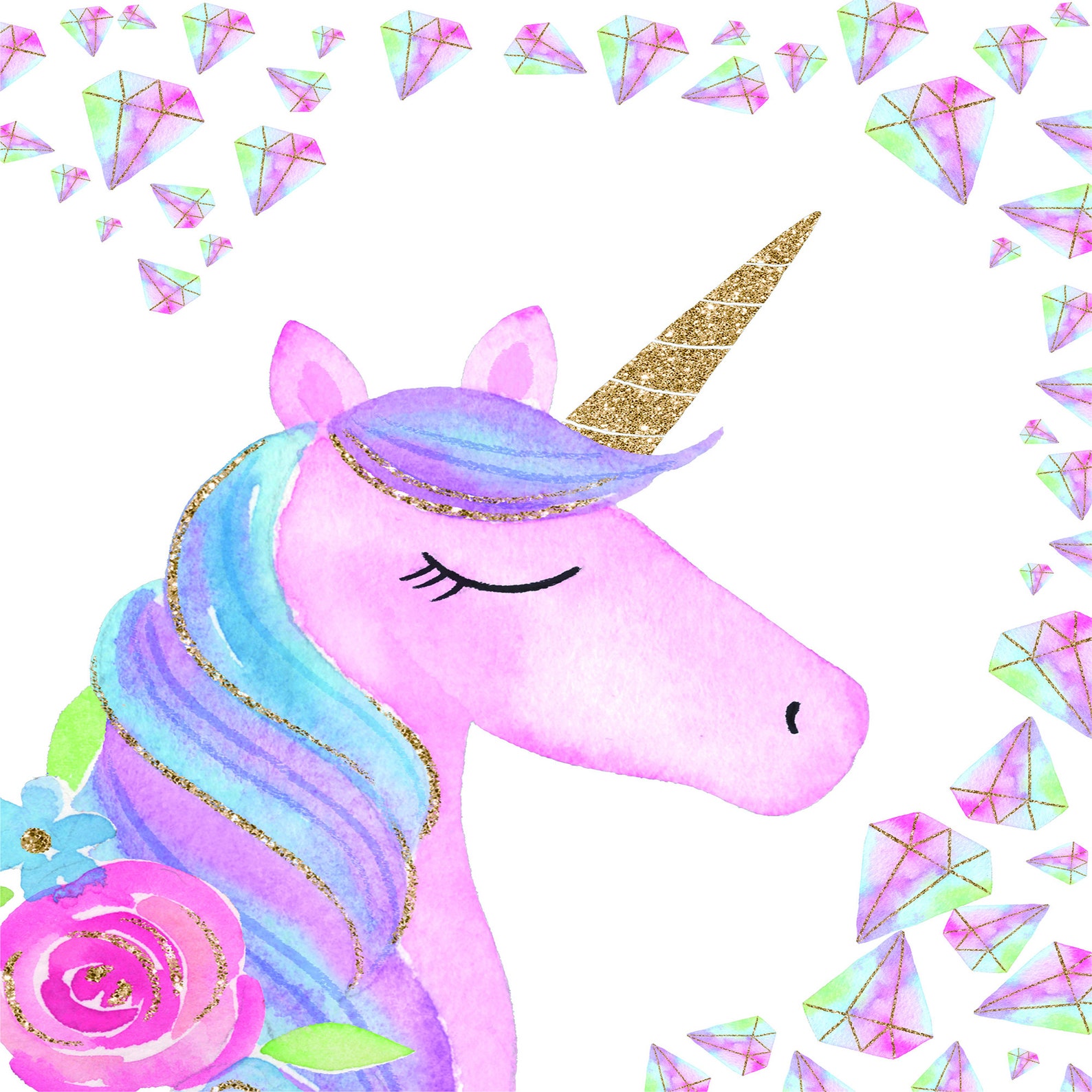 Set of 6 Unicorn Printable Unicorn Wall Art Poster Nursery Etsy
