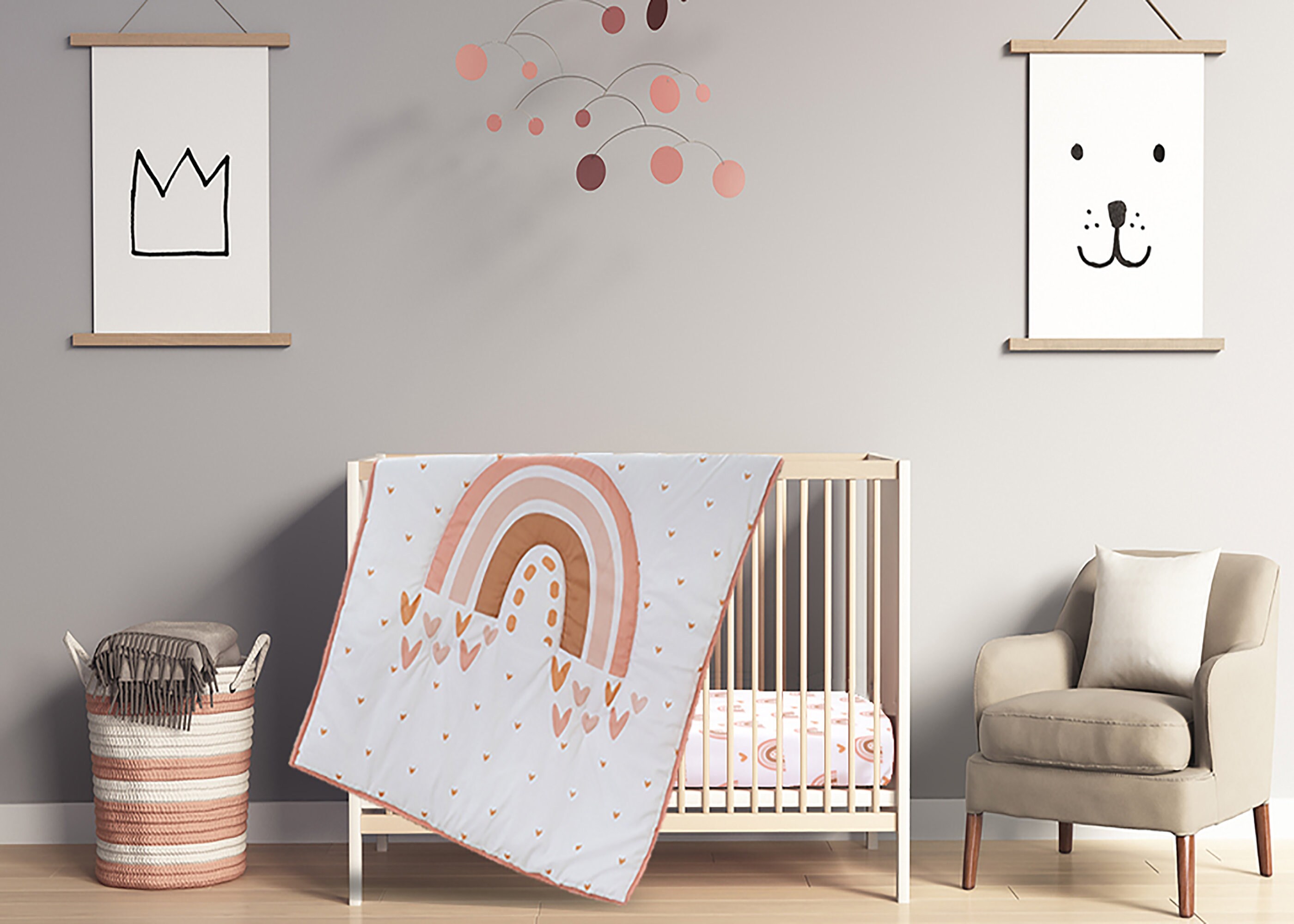 3 Piece Boho Rainbow Crib Bedding Set Standard Size Nursery Etsy