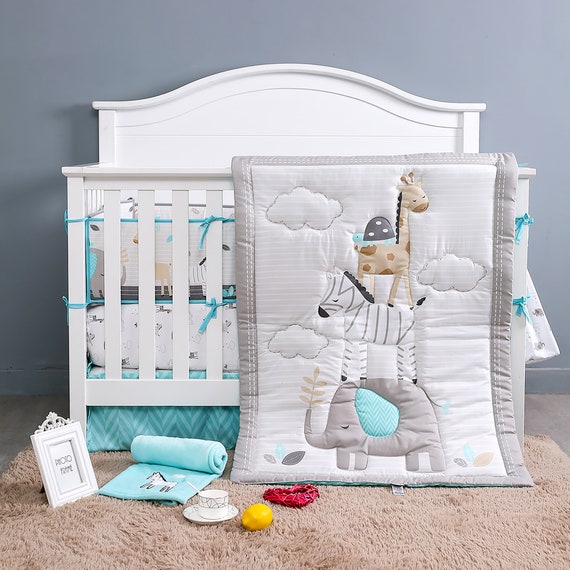 Crib Bedding Baby Boy Nursery Set Giraffe Elephant Bright - Bright Crib Bedding Set Crib Bedding Baby Boy Nursery Set Giraffe Elephant Bright - Bright Crib Bedding Set