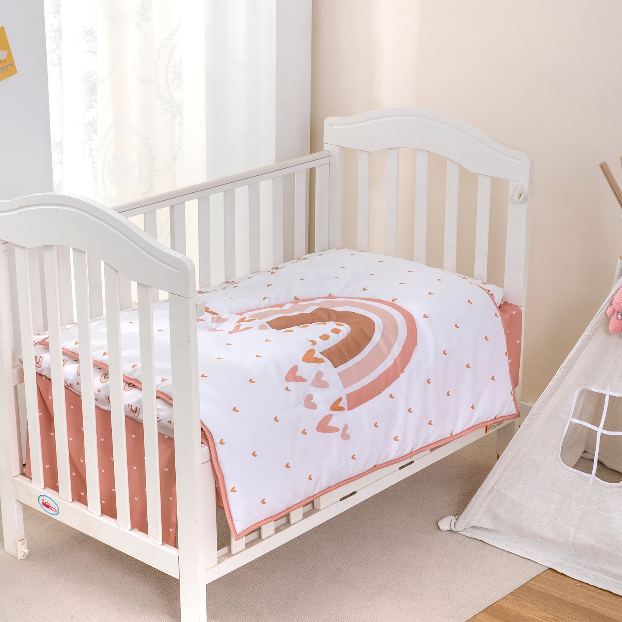 3 Piece Boho Rainbow Crib Bedding Set Standard Size Nursery Etsy