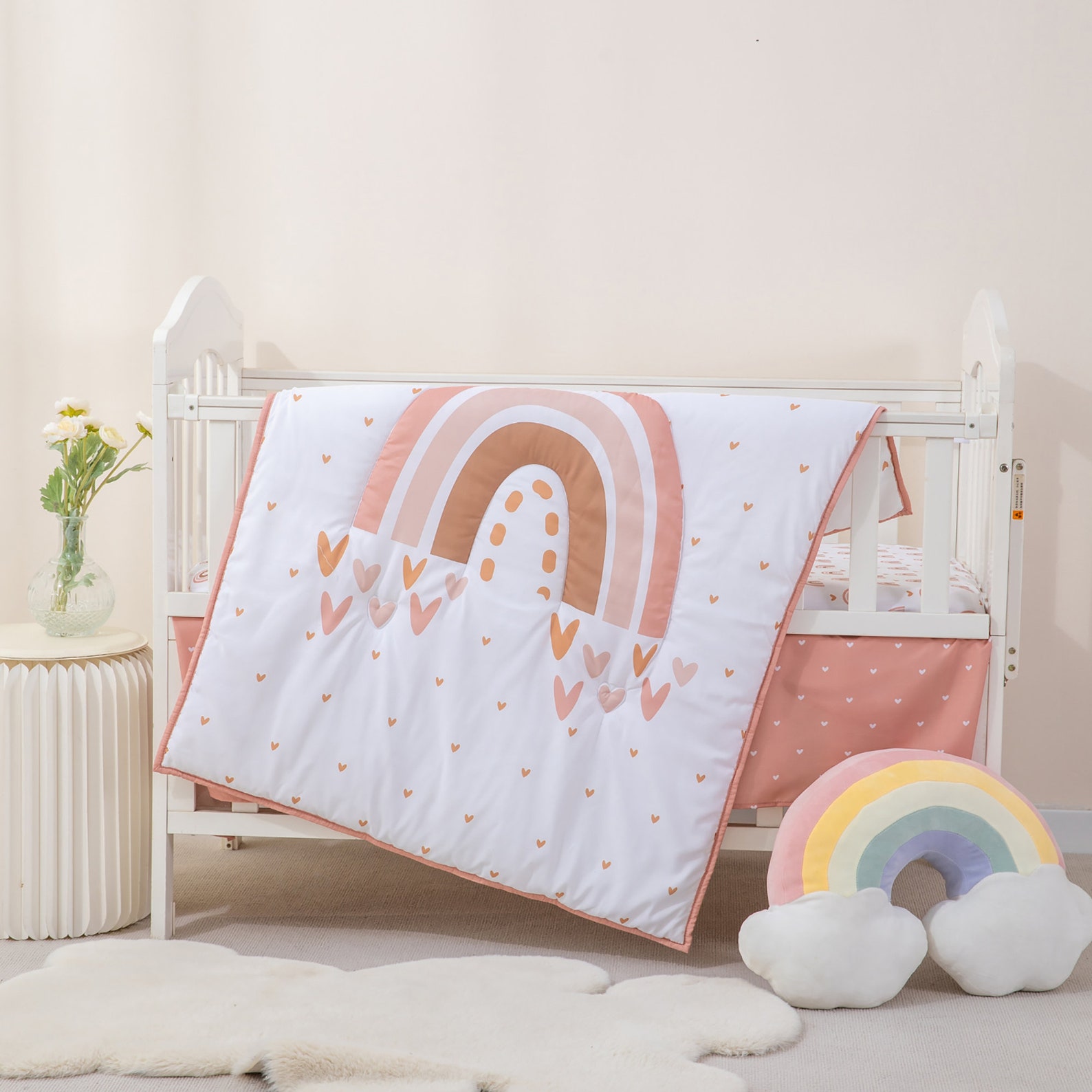 3 Piece Boho Rainbow Crib Bedding Set Standard Size Nursery Etsy