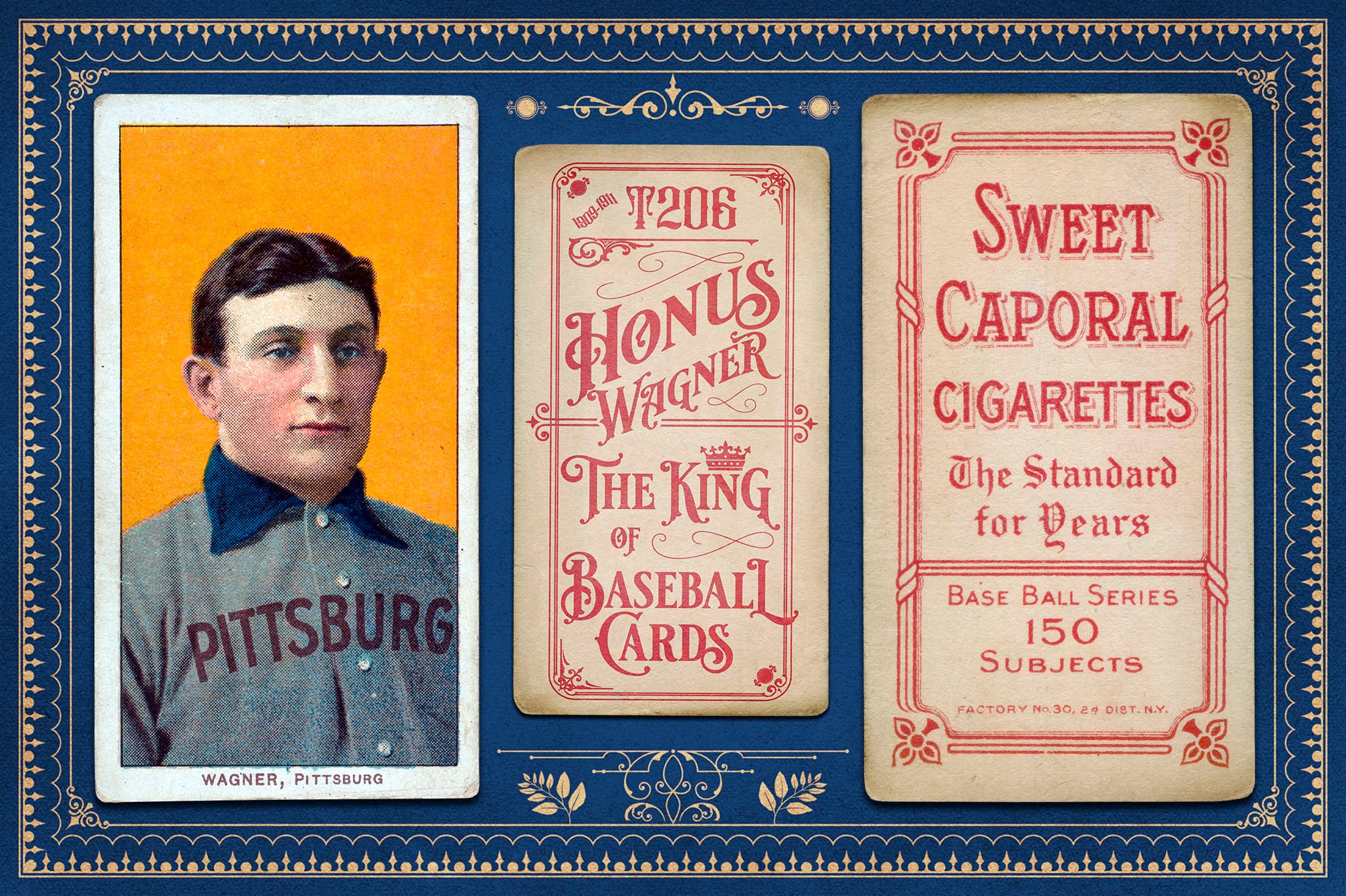 19091911 T206 Honus Wagner Poster Baseball Tobacco Card Etsy